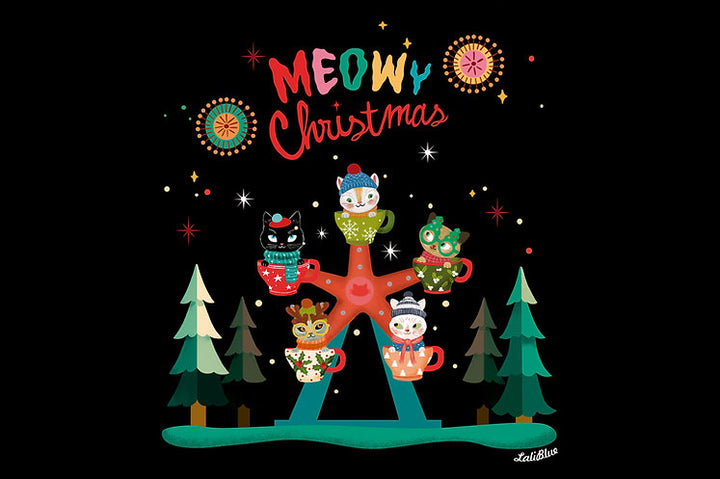 Meowy Christmas T-shirt by Laliblue