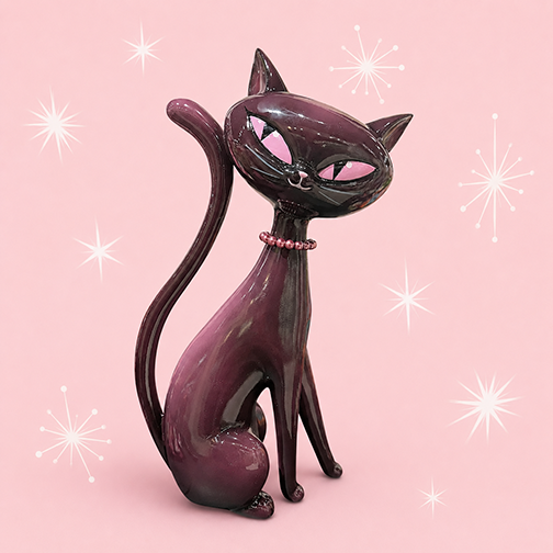Minxy Kitten 12" Atomic Black Cat w/ Pearl Necklace Figurine | Miss Fluff December Diamonds – SHIPS JULY