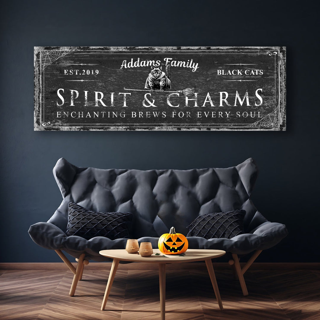 Black Cat’s Spirits & Charms Bar Halloween Sign