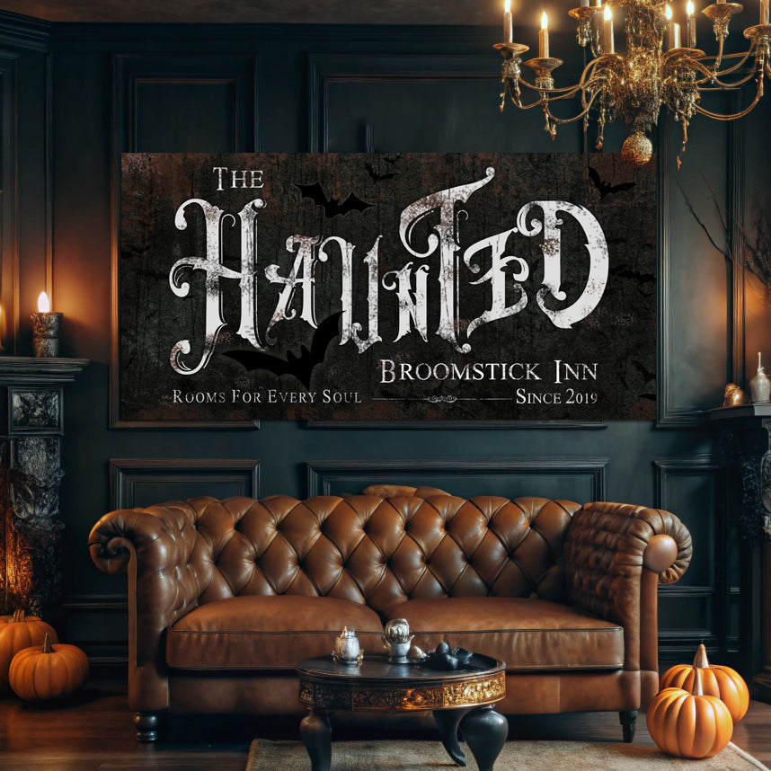 The Haunted Broomstick Inn Halloween Sign III