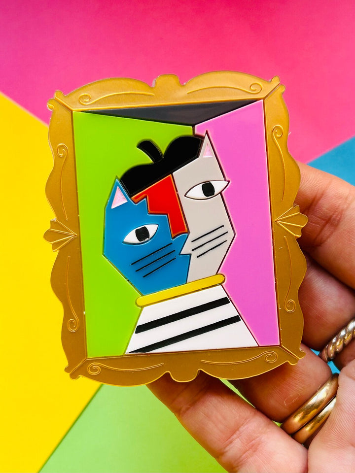 Modern Art / Cubism Art Style Cat Acrylic Brooch by Makokot Design