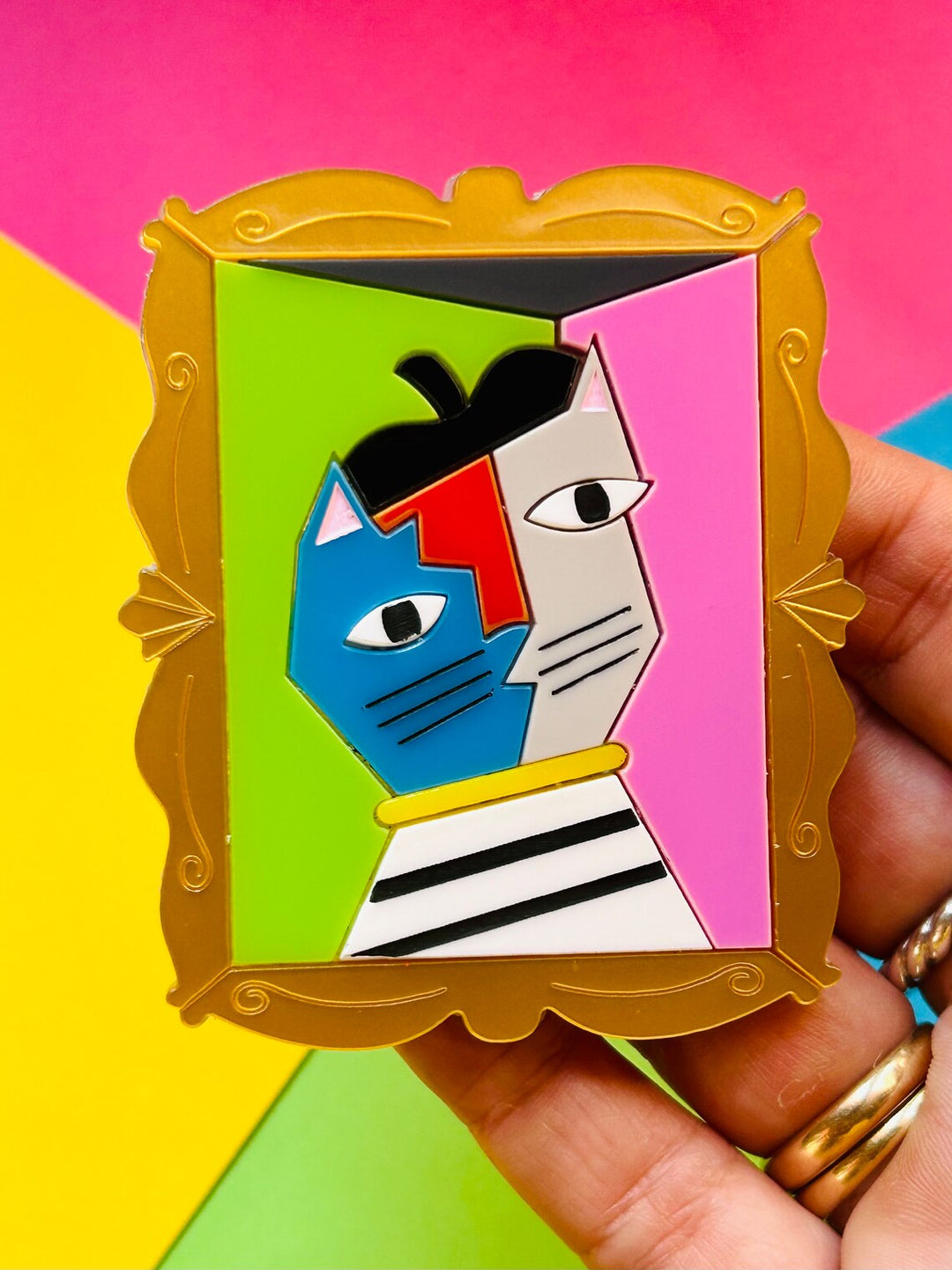 Modern Art / Cubism Art Style Cat Acrylic Brooch by Makokot Design