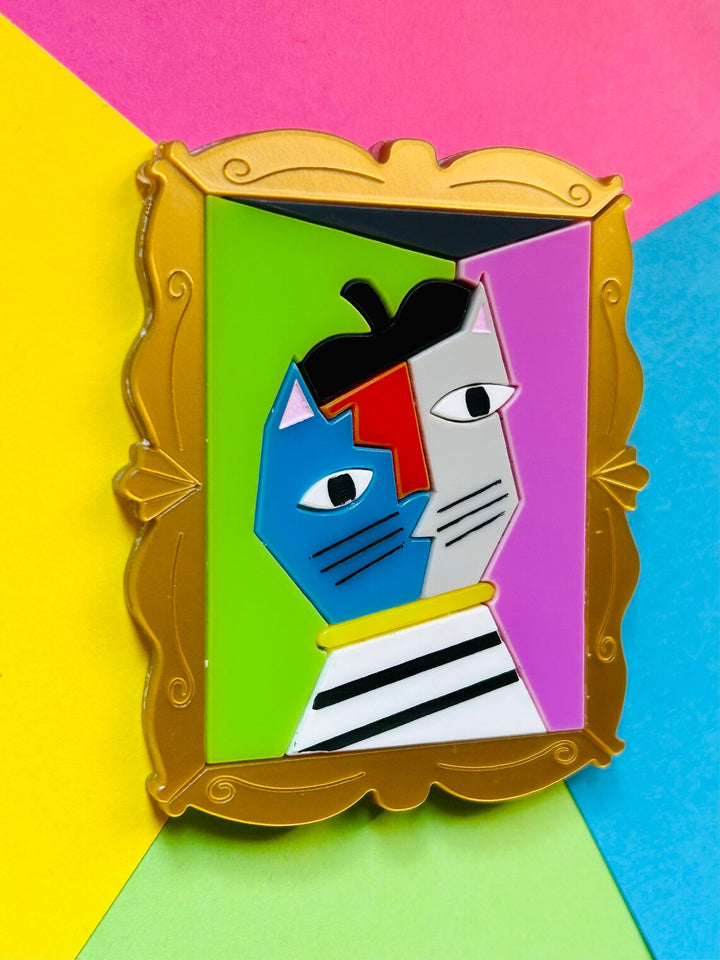 Modern Art / Cubism Art Style Cat Acrylic Brooch by Makokot Design