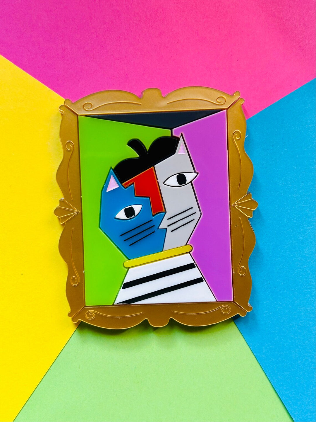 Modern Art / Cubism Art Style Cat Acrylic Brooch by Makokot Design