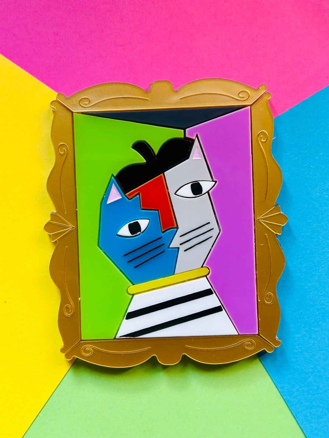 Modern Art / Cubism Art Style Cat Acrylic Brooch by Makokot Design