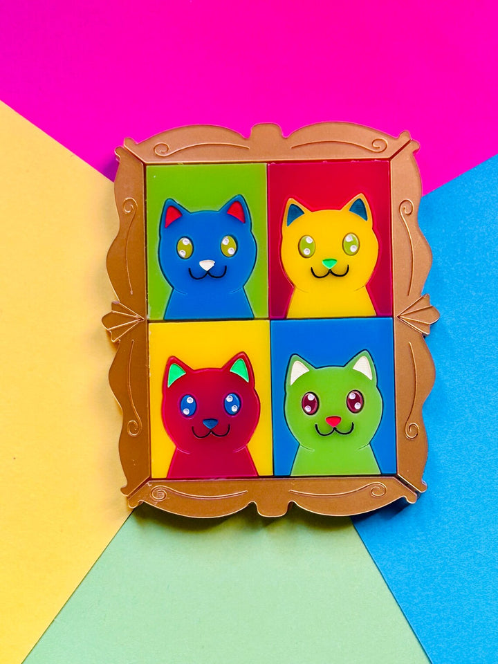 Modern Art / Pop Art Style Cat Acrylic Brooch by Makokot Design