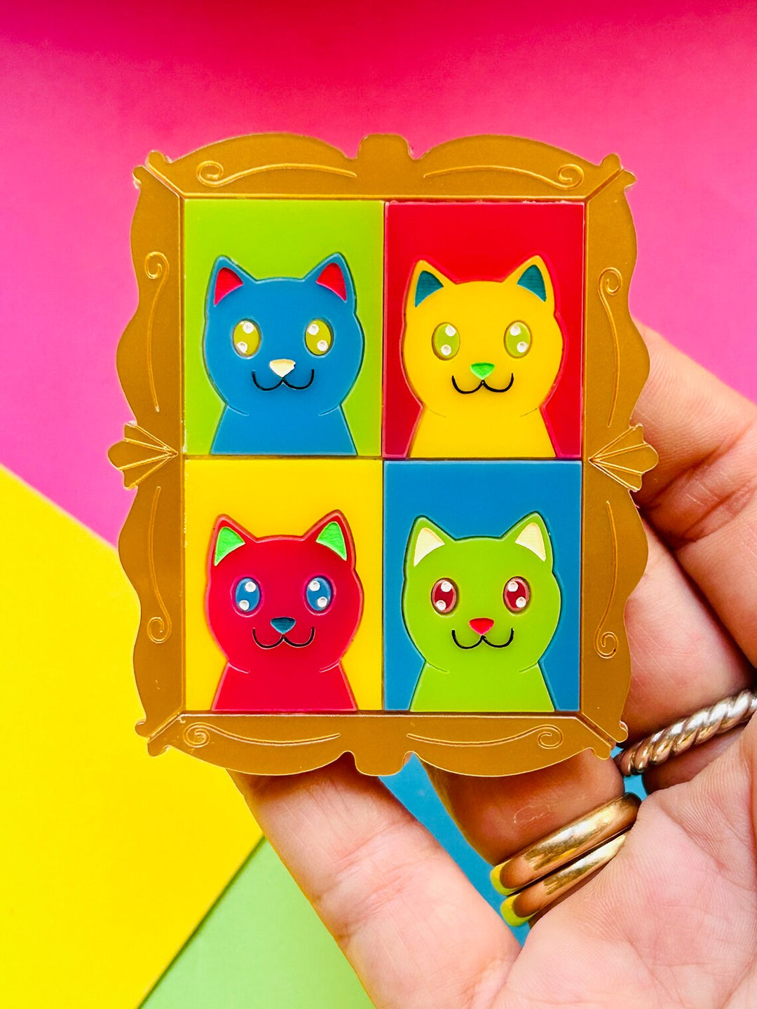 Modern Art / Pop Art Style Cat Acrylic Brooch by Makokot Design