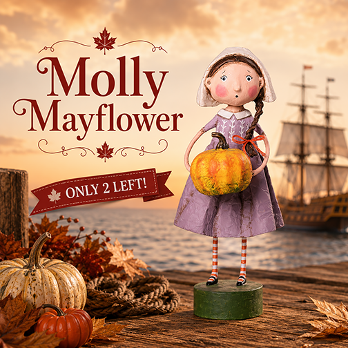 Molly Mayflower Thanksgiving Figurine by Lori Mitchell — 7-Inch Pilgrim Poly Resin Collectible