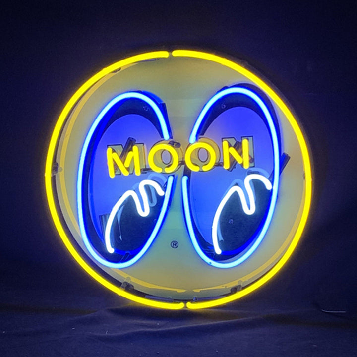 Moon And Eyes in Yellow Neon Signs Light