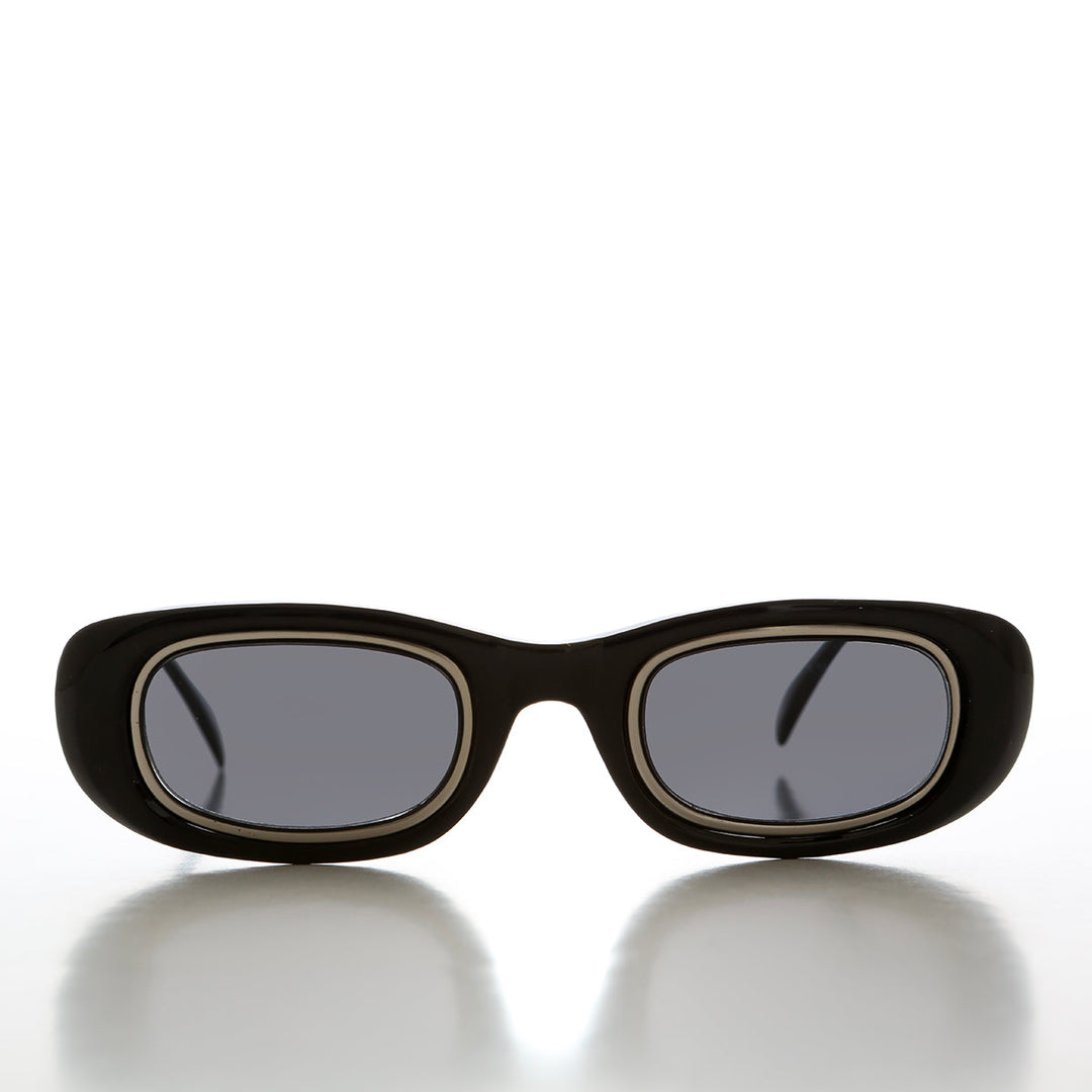 Metal Inlay Rectangular Vintage Sunglasses - Neville