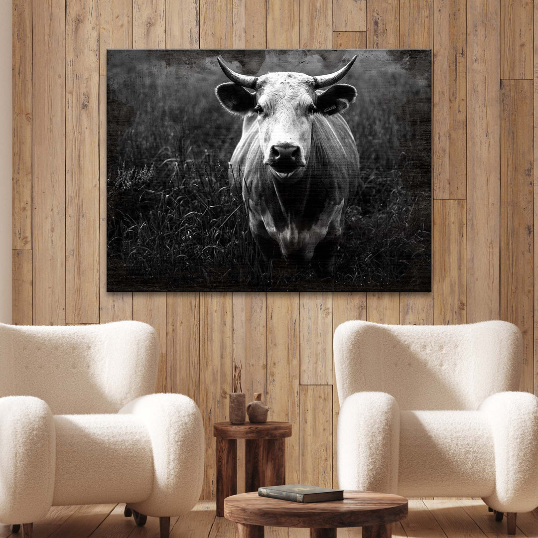 Longhorn Cattle Portrait Canvas Wall Art