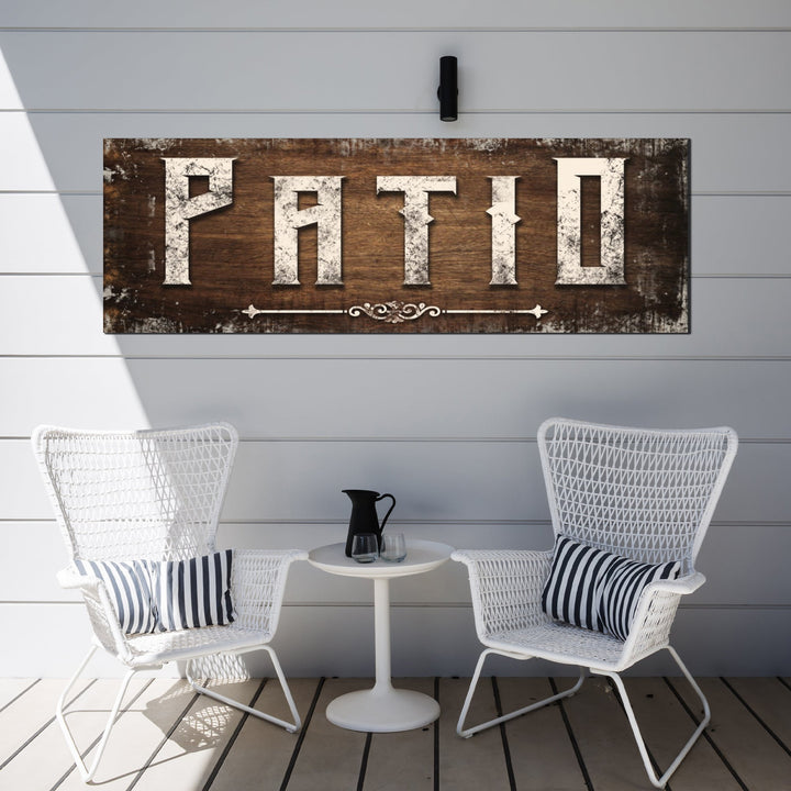 Distressed White Patio Sign
