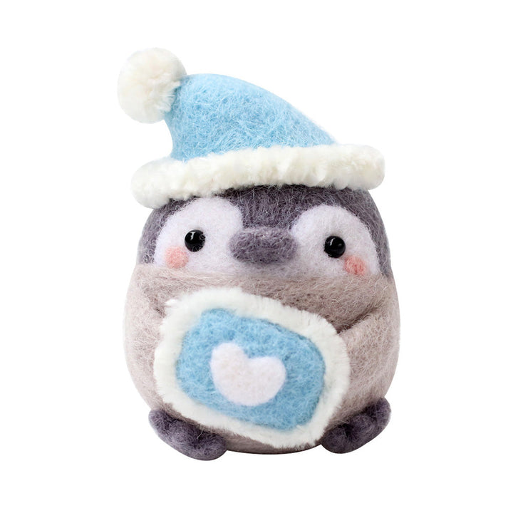 Sleepy Penguin Needle Felting Kit. Wizardi DIY Wool Craft Kit F07N8-W115
