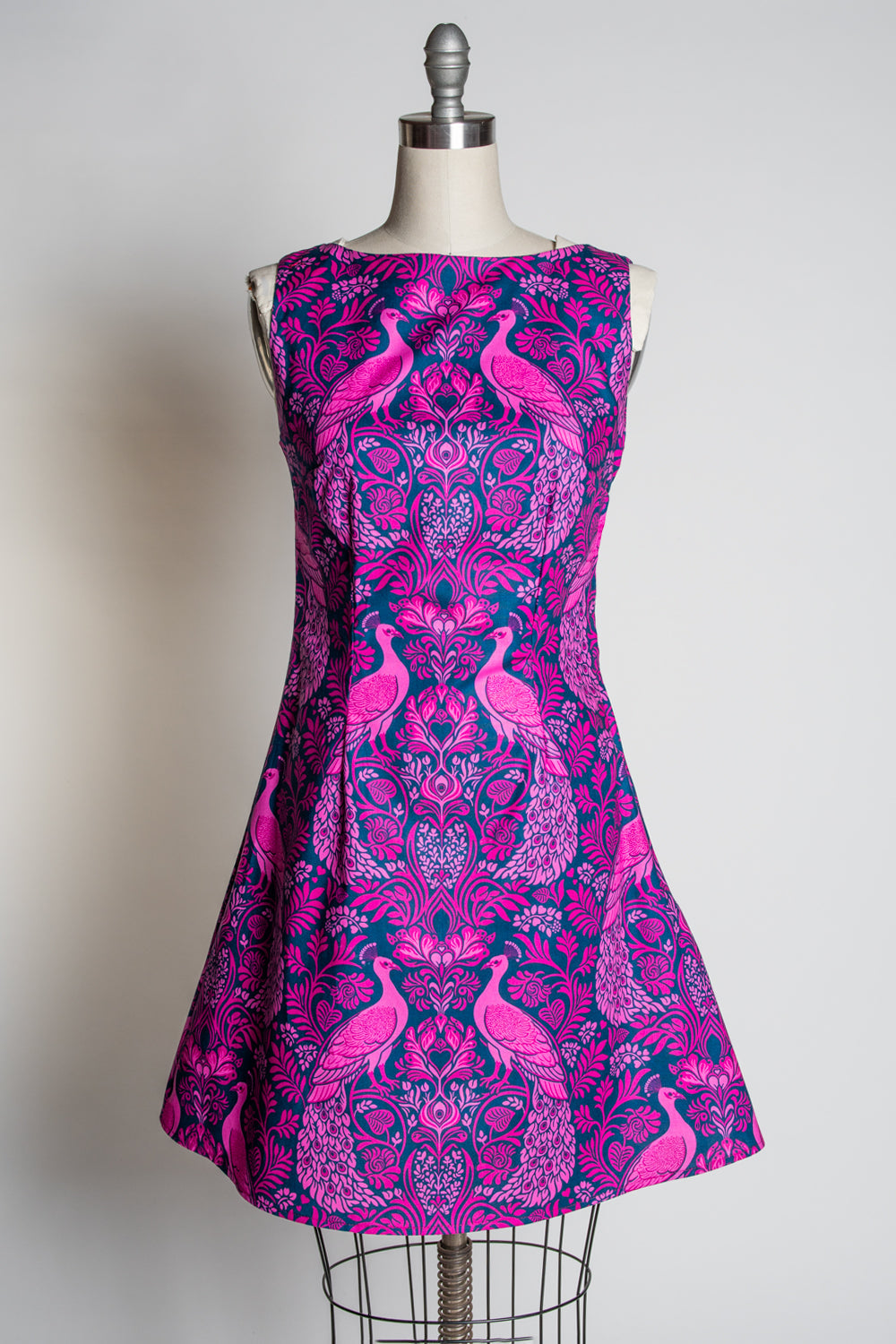 Nancy Shift Dress - Peacock Damask, Pink *sale