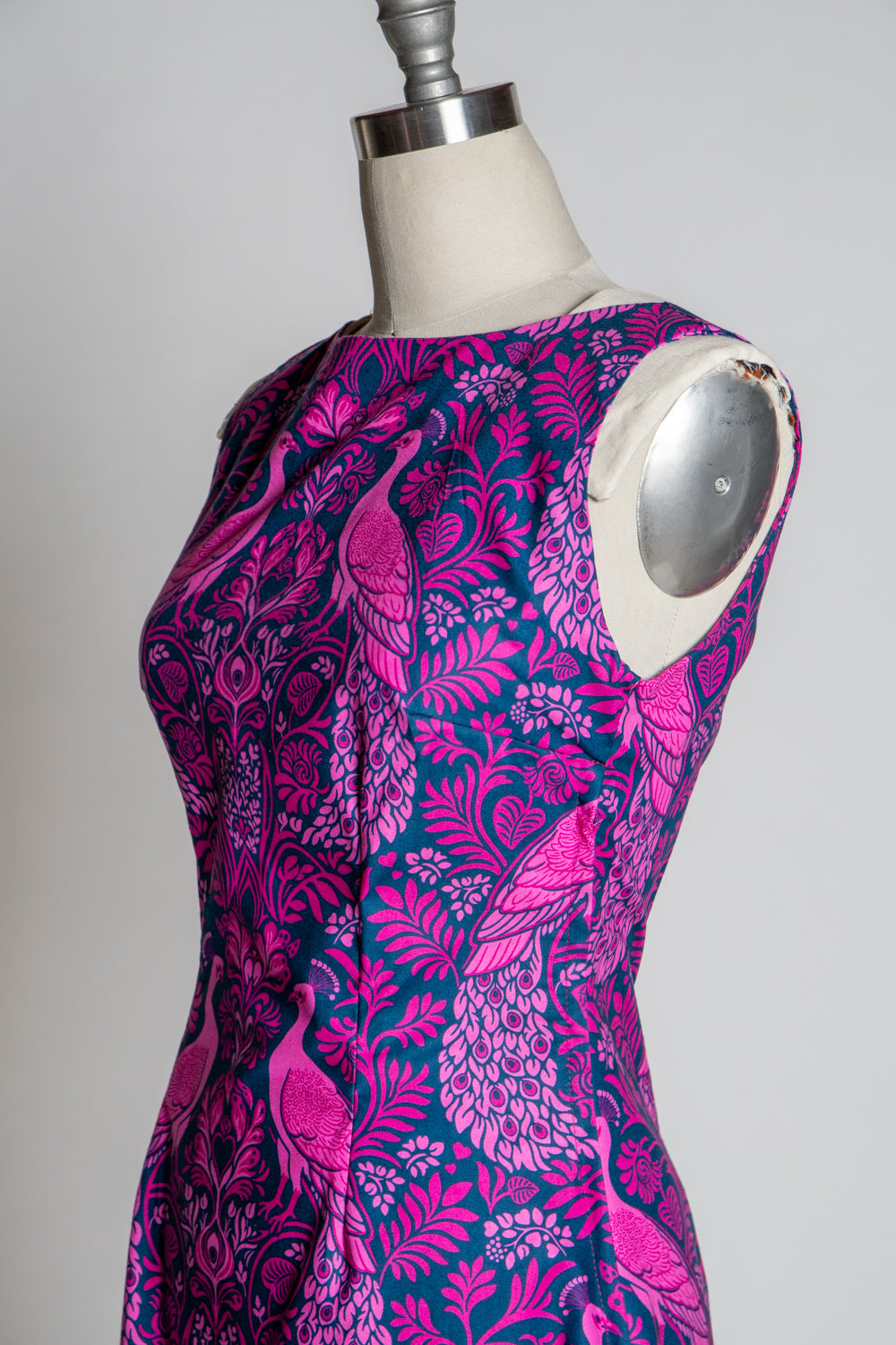 Nancy Shift Dress - Peacock Damask, Pink *sale