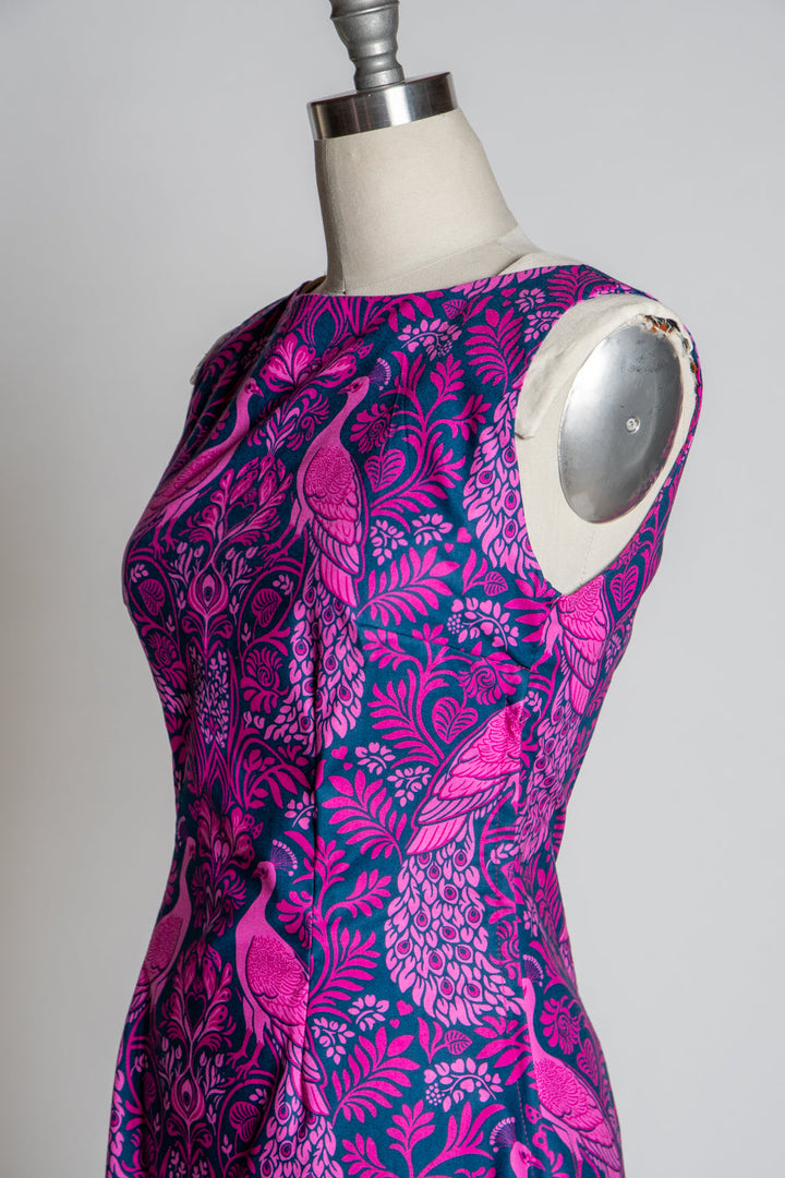Nancy Shift Dress - Peacock Damask, Pink *sale