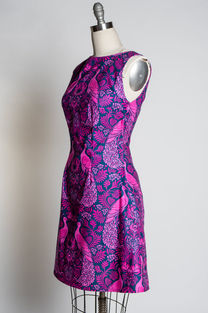 Nancy Shift Dress - Peacock Damask, Pink *sale