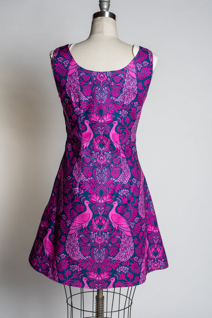Nancy Shift Dress - Peacock Damask, Pink *sale