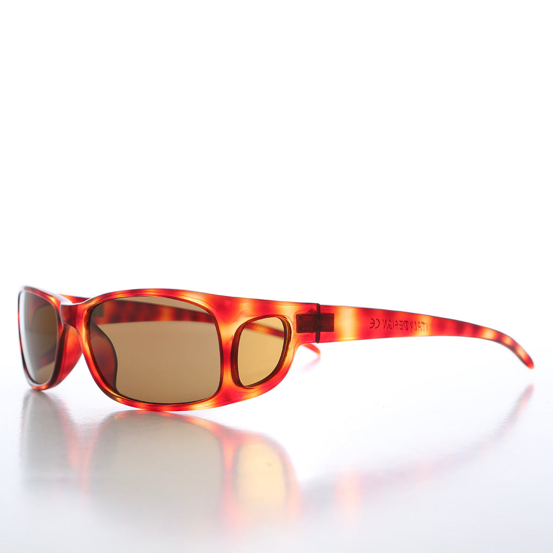 90s Sleek Wrap Sunglasses with Side Shields - Olympic