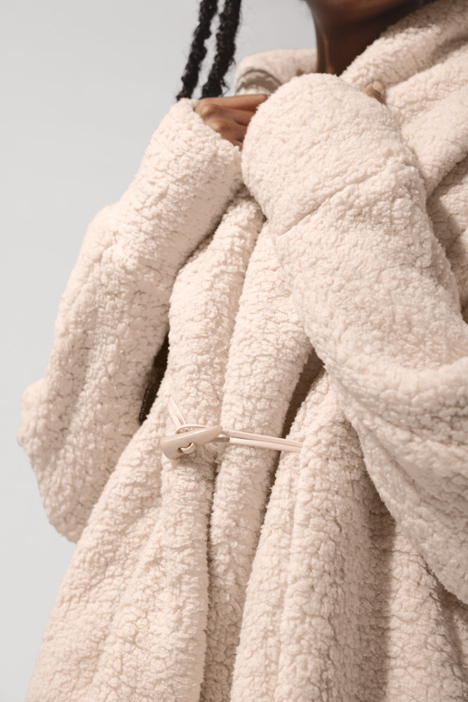 Faux Sherpa Cocoon Coat - Taupe