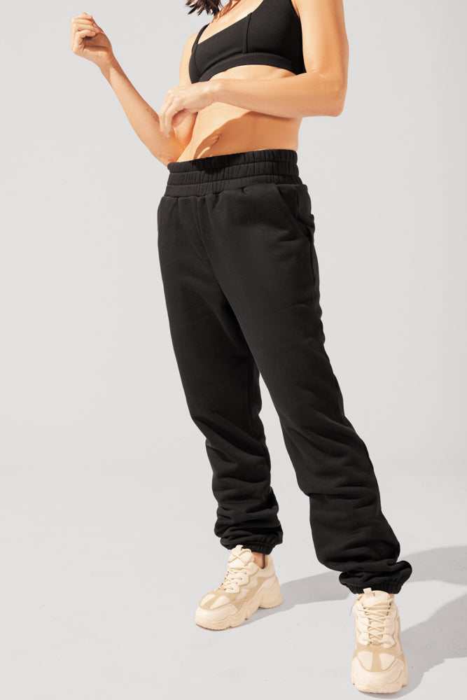 Cloud Rollover Sweatpant - Black