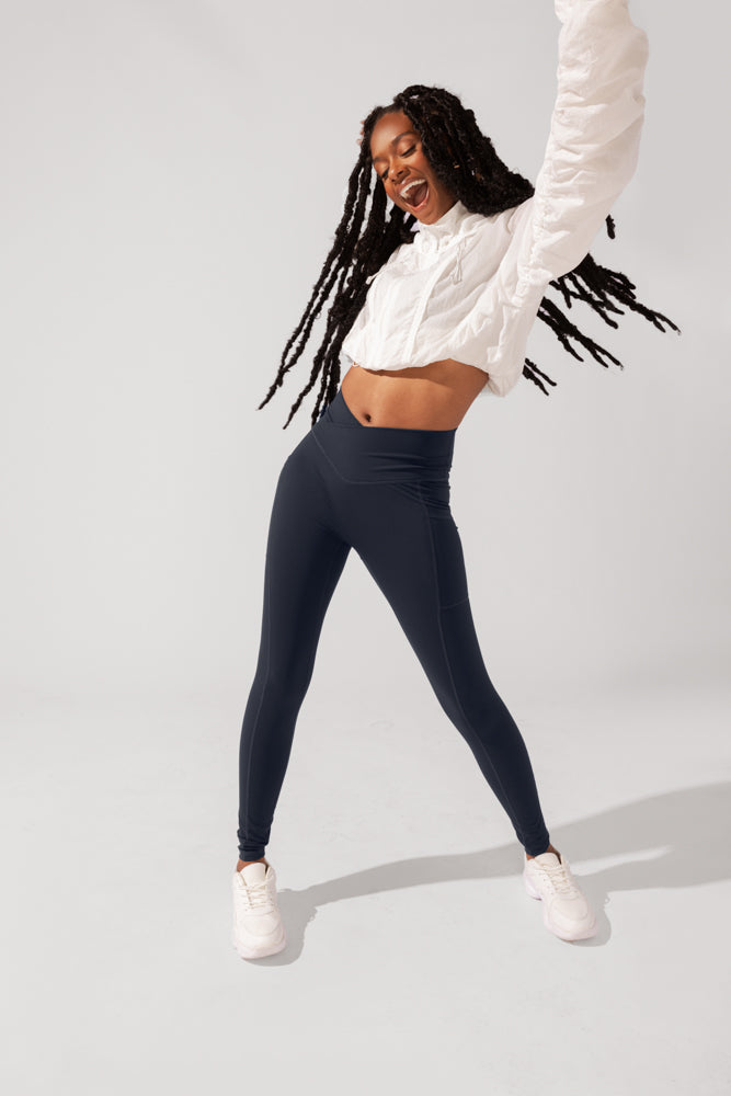 Crisscross Hourglass® Leggings with Pockets - Smoky Navy