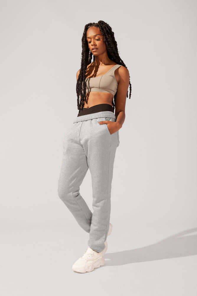 Cloud Rollover Sweatpant - Heather Grey