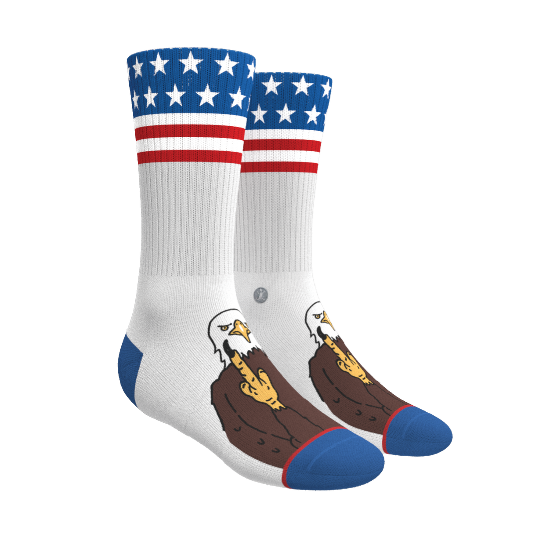 The One Finger Salute | American Flag Heel Hammock™ Crew Socks