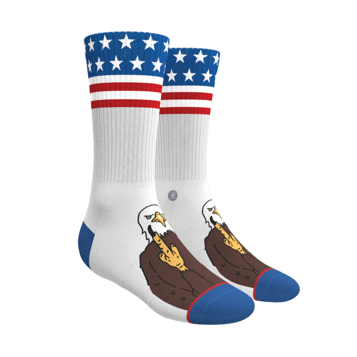 The One Finger Salute | American Flag Heel Hammock™ Crew Socks
