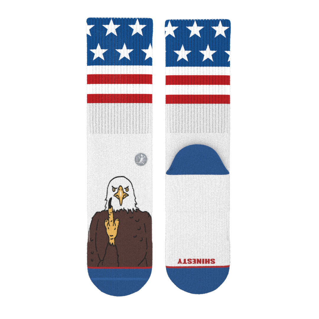 The One Finger Salute | American Flag Heel Hammock™ Crew Socks