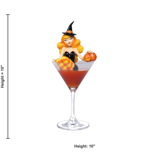 Pumpkin Spice & Everything Naughty Orange Witch in Martini Glass 10"Figurine | December Diamonds – SHIPS JULY