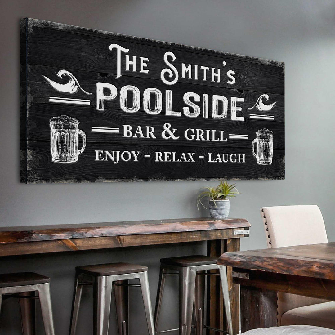 Personalized Poolside Bar And Grill Sign