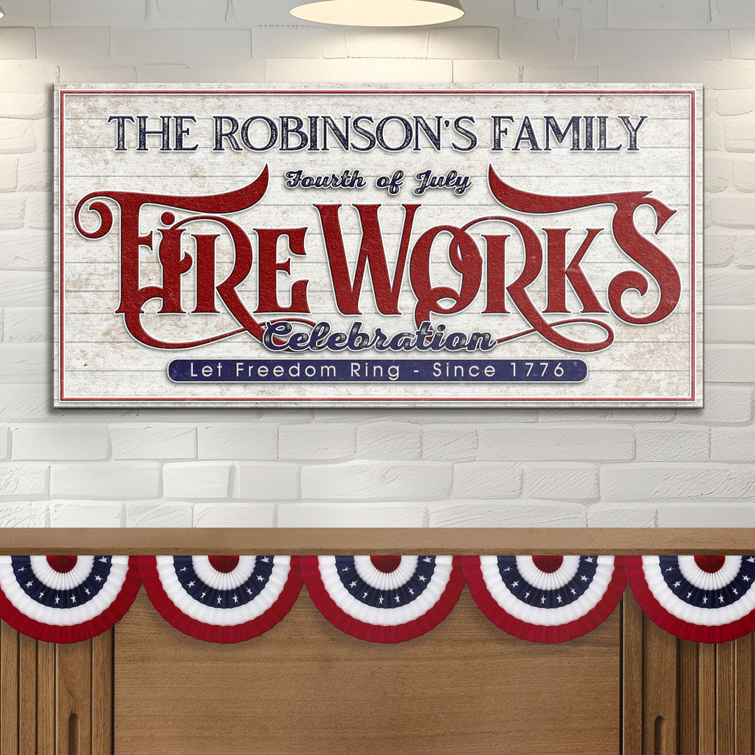 4th of July Fireworks Celebration Personalized Sign