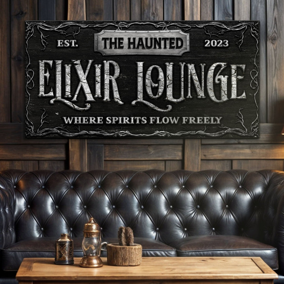 The Haunted Elixir Lounge Halloween Sign