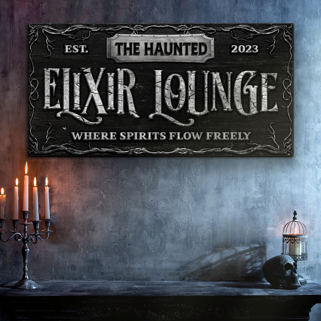 The Haunted Elixir Lounge Halloween Sign