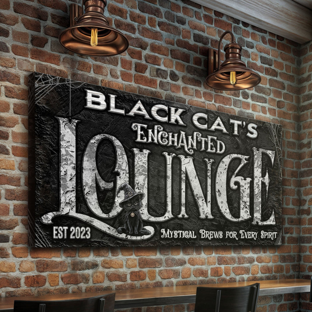 Black Cat's Enchanted Lounge Halloween Sign