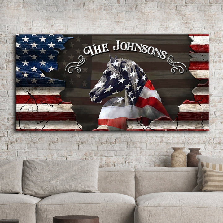 Family Name Sign - American Horse Wall Art