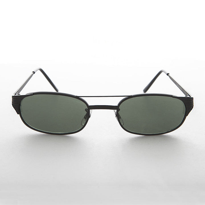Narrow Rectangular Aviator Frame with Glass Lens - Poncho