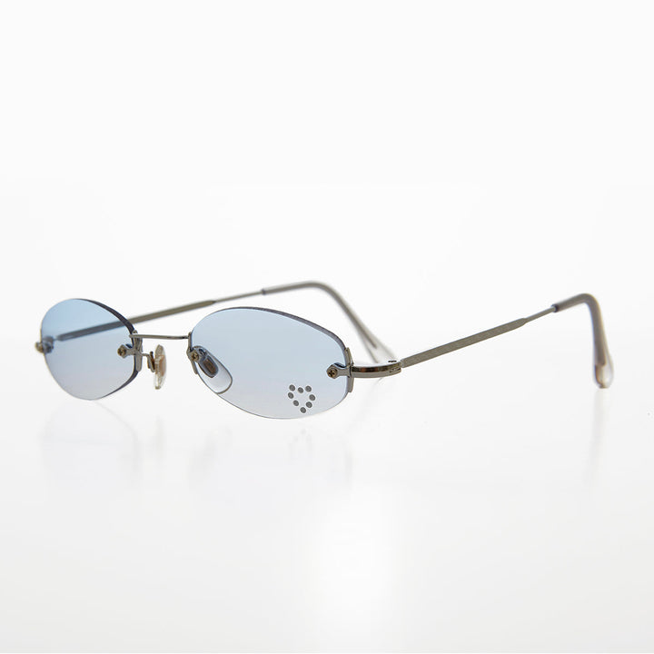 Micro Sunglass with Heart Rhinestone Accent - Primo
