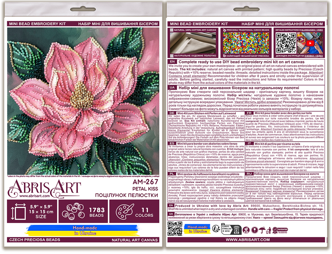 Petal Kiss Mini Bead Embroidery Kit by Abris Art AM-267