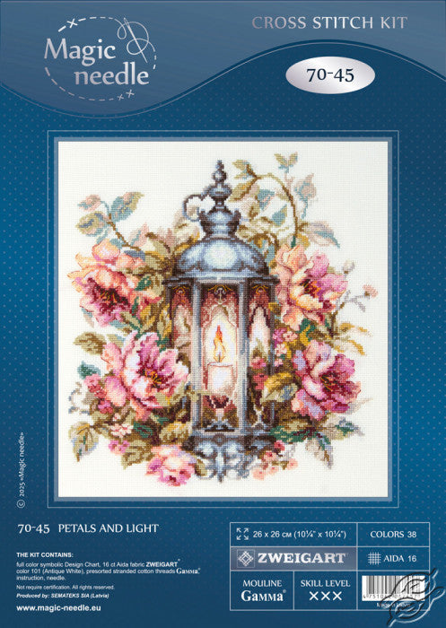 Petals and Light Counted Cross Stitch Kit by Magic Needle 70-45