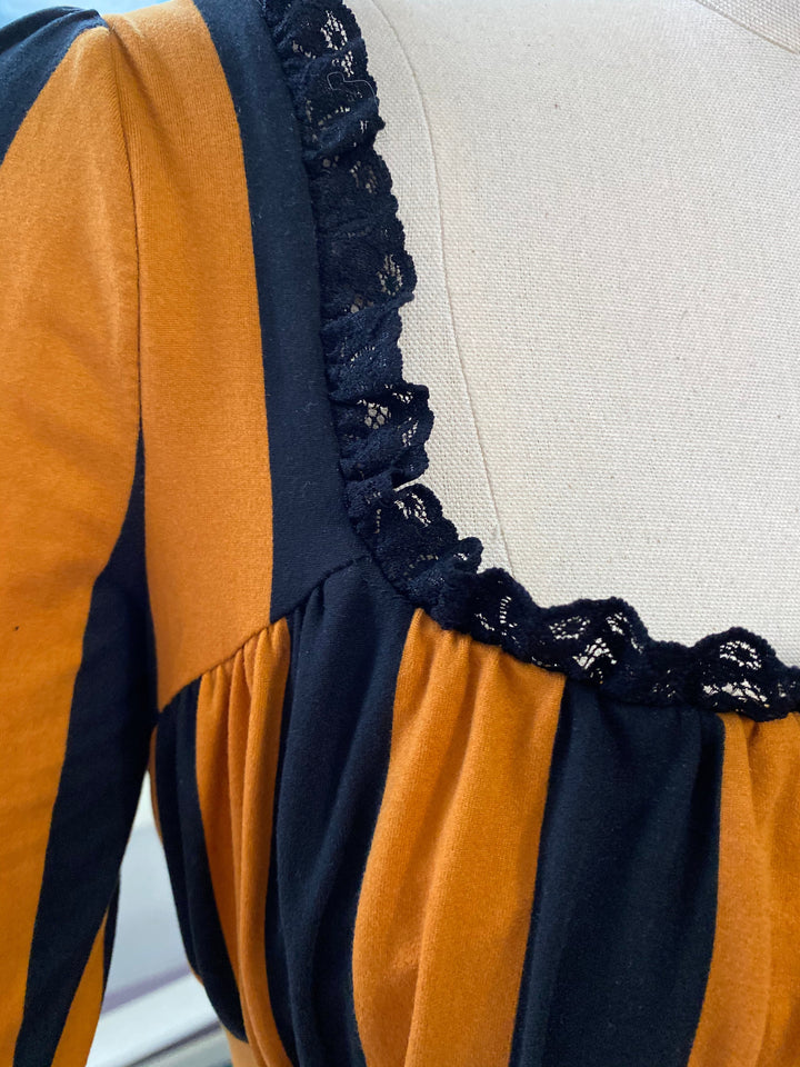 Wednesday Dress in Pumpkin Spice Stripe