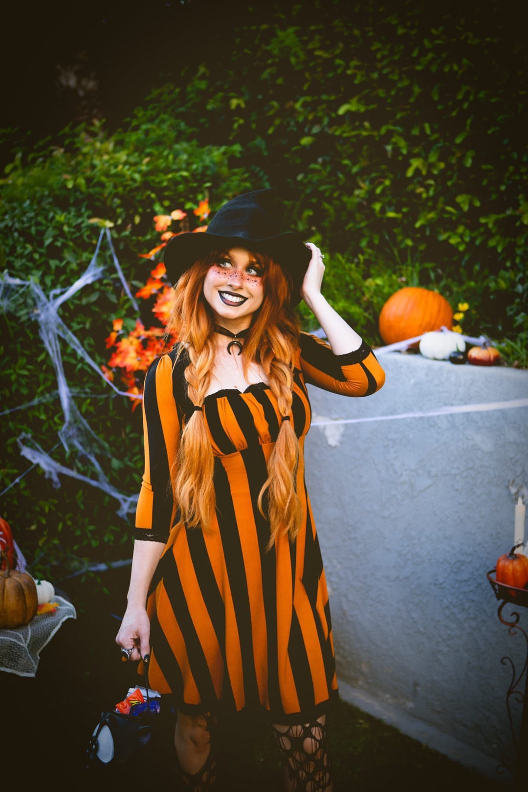 Wednesday Dress in Pumpkin Spice Stripe