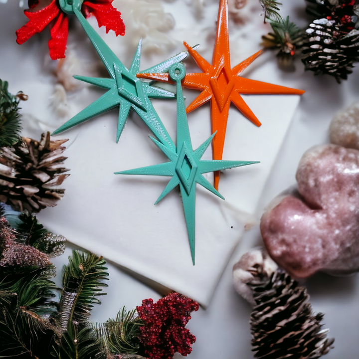 Midcentury Modern Starbursts Ornaments (4 Pack)