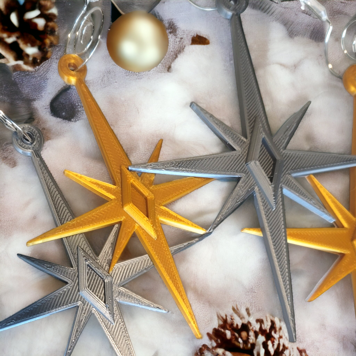 Midcentury Modern Starbursts Ornaments (4 Pack)