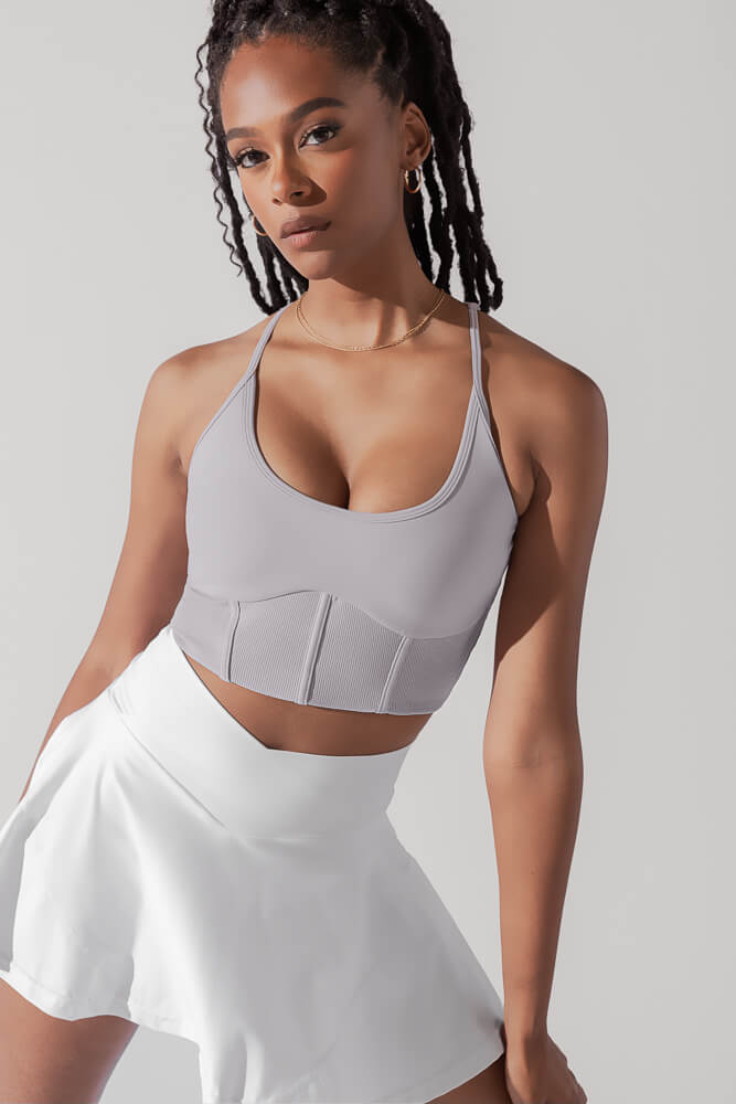 Plié Corset Crop Bralette - Lavender Grey