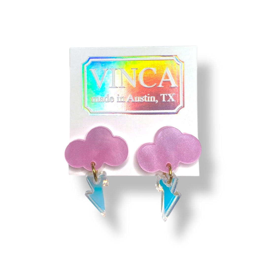 Last Chance! Baby Rain Cloud Earrings - Pink/Iridescent Shimmer