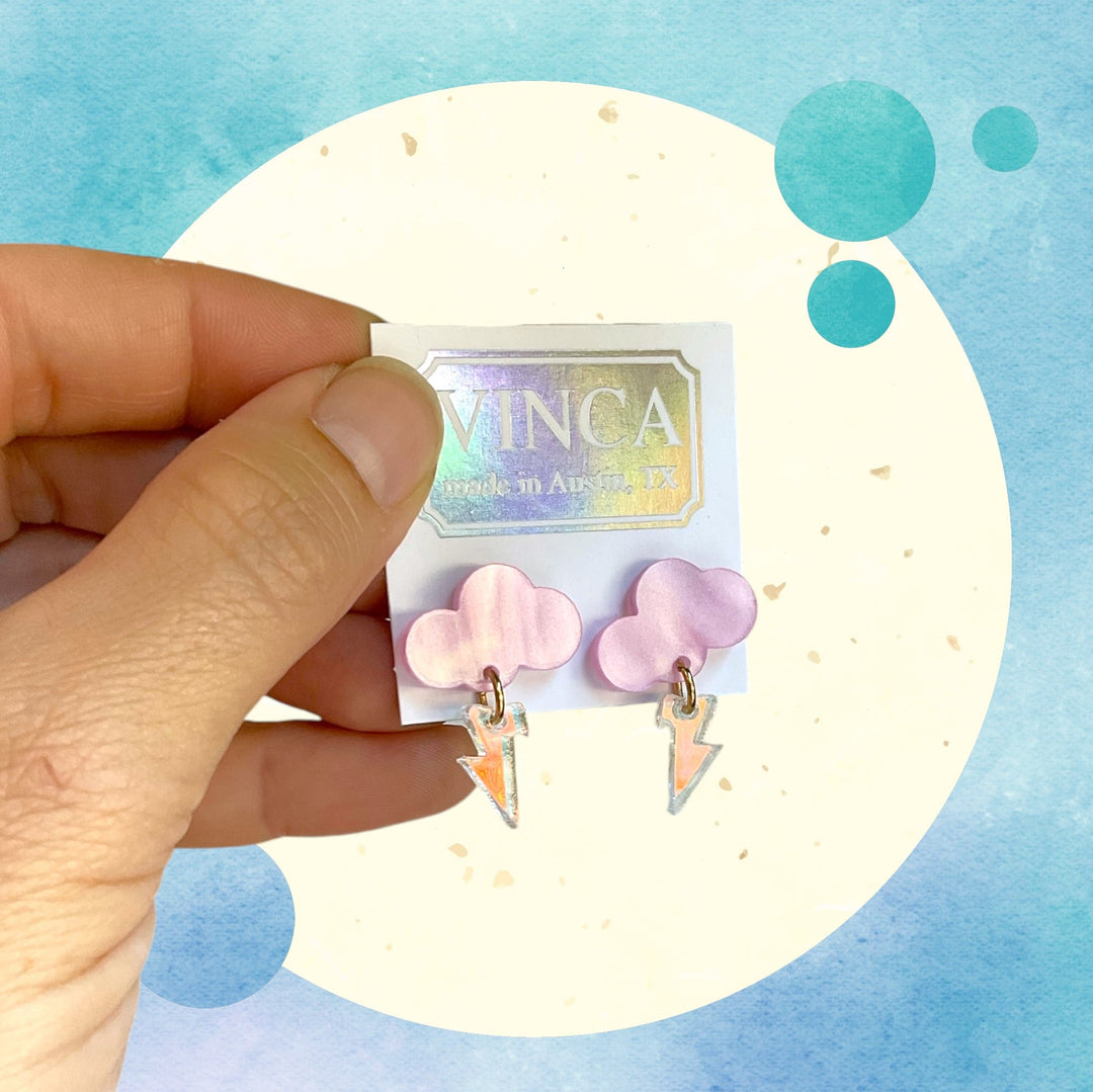 Last Chance! Baby Rain Cloud Earrings - Pink/Iridescent Shimmer