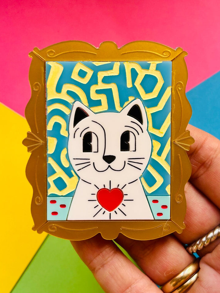 Pop Art / Contemporary Art Style Cat Acrylic Brooch by Makokot Design