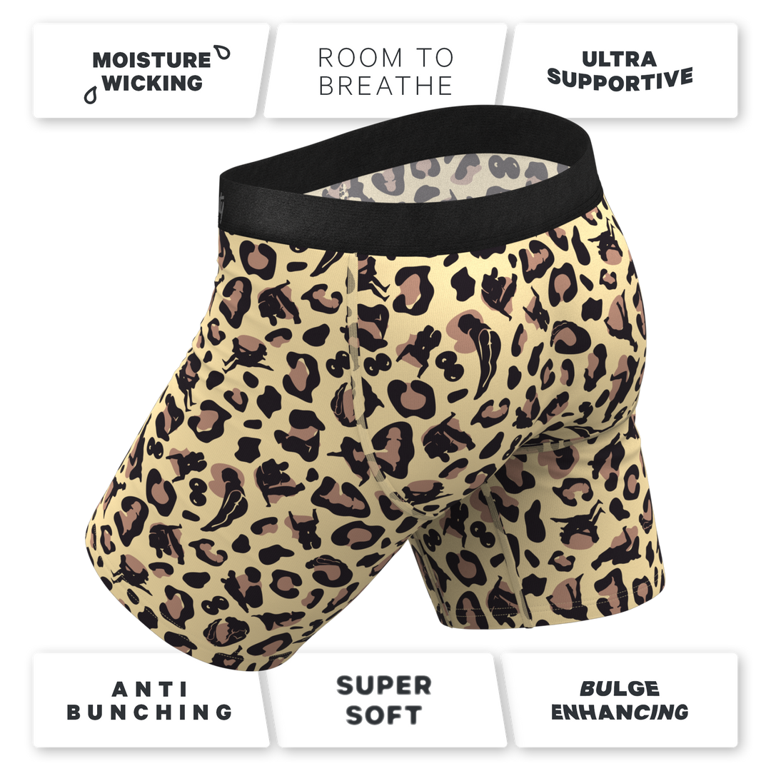 The Primal Passion | Naughty Cheetah Print Long Leg Ball Hammock® Pouch Underwear With Fly